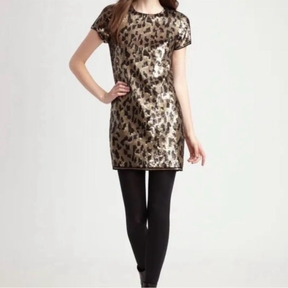 BCBGMaxazria leopard sequin dress size large
